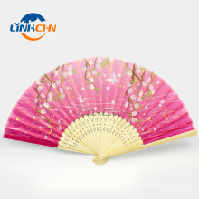 cheap customized fabric hand held fan for weddings